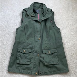 Utility Vest - hooded with zip and button closure